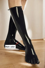 Womens Black Latex Socks Short Toe Ankle