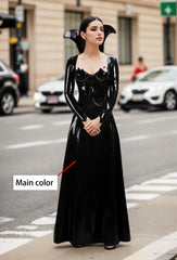 Women Latex Maxi Dress Black Enchantress Gown