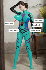 Women Latex Catsuits Evangelion-Inspired green Big boobs Cosplay