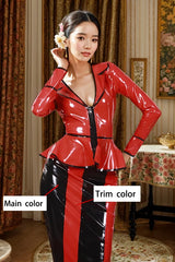 Womens Latex Top and Skirts Set