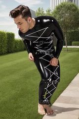 Man Latex Catsuits Zig Zag Ties Bondage