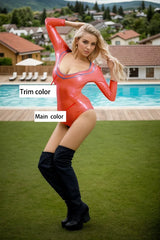 Women Latex Bodysuits Crop Vibrant Top