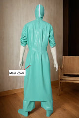 Jade Green Latex Tops Unisex Doctor Uniform