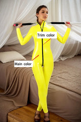 Women Yellow Latex Catsuits Killing Bill Cosplay