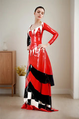 Women Latex Dress Harley Quinn Jester Cosplay Gown