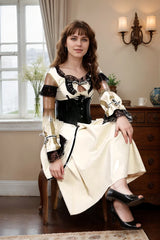 Women Latex Dress Victorian Style Elegant Maid