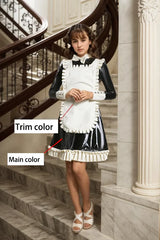 Women Latex Dress Classic French Maid Style