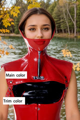 Women Red Latex Corsets Dress NeckBound More