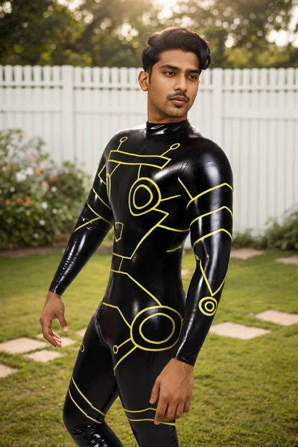 Man Latex Catsuits Robotico Back Zipper With Feet