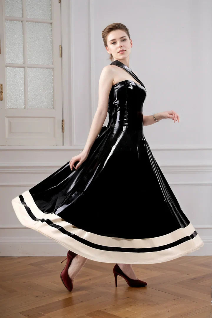 Women Latex Dress Garden of Delight Black