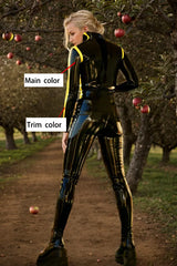 Women Latex Coats Black Wetsuit Look Jacket