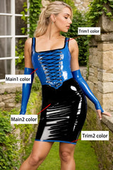 Sapphire Sizzle Womens Latex Skirt Set