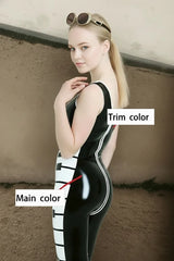Women Latex Catsuits Sexy Pianist Sleeveless