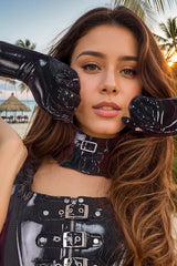 Black High Spine Neck Collar Latex Accessories