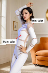 Women Latex Catsuits Unlawfully Ghostly Transparent White