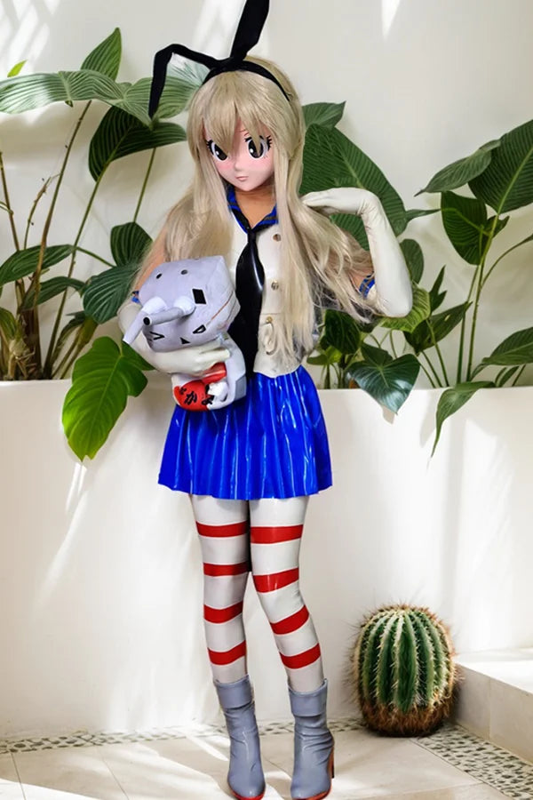 Women Latex Top Skirts Set Anime Naval Uniform