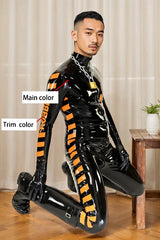 Men Latex Catsuits  Biohazard High Neck Skull Logo