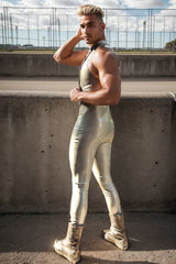 Man Latex Catsuits Laced Front Sleeveless