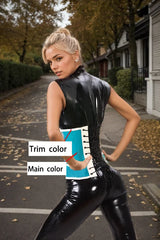 Women Latex Corsets Rx Waspie Design Light Blue