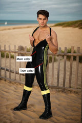 Velocity Man Latex Catsuits Unitard Sleeveless Striped