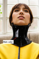 Women Latex Neck Corset Black Harness
