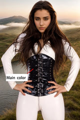 Women Black Latex Corsets Moonspelled Longline Design