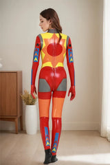 Women Red Anime Style Latex Catsuits Mecha Vanguard