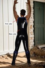 Man Latex Catsuits Sleeveless Front Zipper