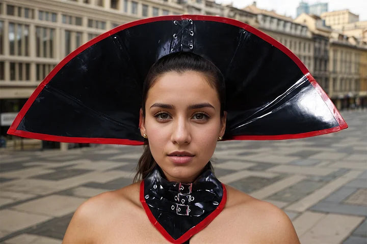 Women Latex Accessories Fan Shape Neck Corset