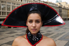 Women Latex Accessories Fan Shape Neck Corset