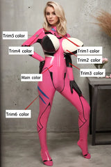 Women Asuka Langley EVA 02 Pink Latex Catsuits