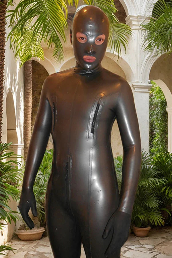 Man Latex Catsuits Total Body T Zip