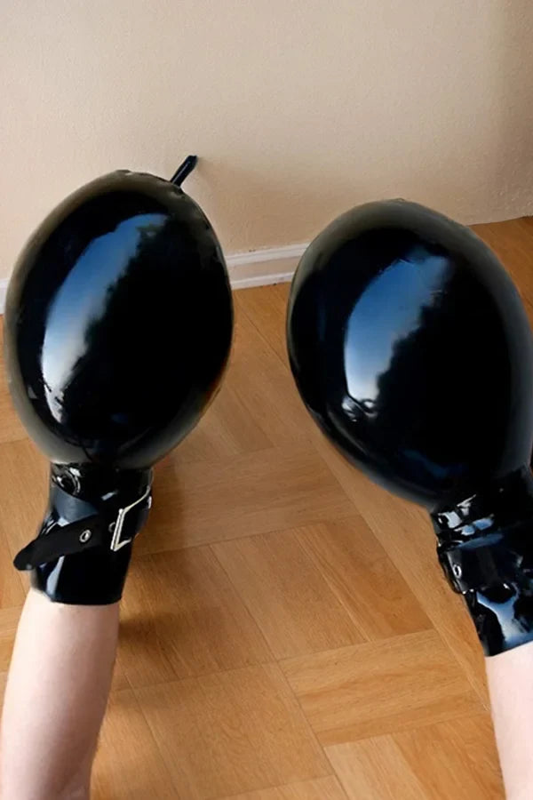 Women Latex Gloves Inflatable Metal Studs