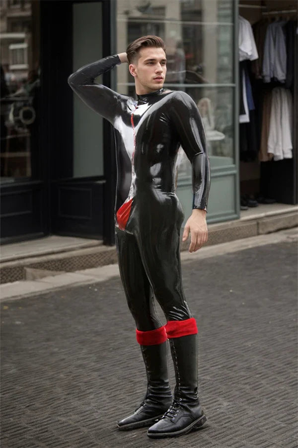 Man Latex Catsuits Spermaceti Back Zipper