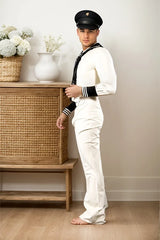 Men Latex Catsuits Sailor Flared Legs