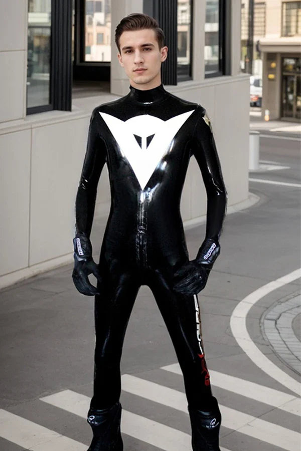 Man Latex Catsuits Moto Racing Biker