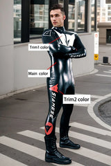 Man Latex Catsuits Moto Racing Biker