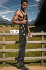 Man Latex Catsuits Loose Fitting Dungarees Jumpsuit