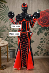 Women Black Latex Jackets Dominatrix Inflatable Set
