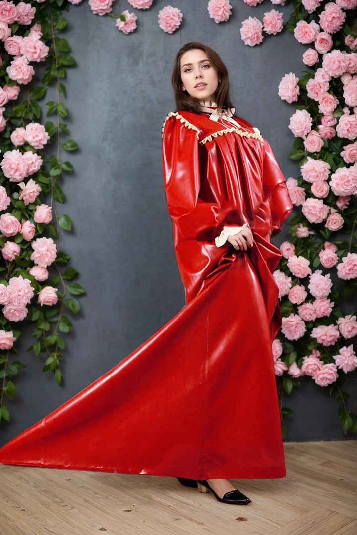Women Latex Dress Rose Nightingale Vintage Red