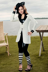 Women Latex Coats White and Black Blazer