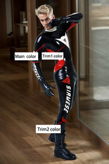 Man Latex Catsuits Smart Biker Shoulder Zipper