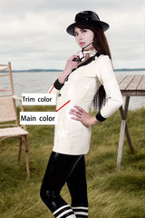 Women Latex Coats White and Black Blazer