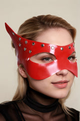 Women Latex Masks Winged Red Eye Mask With Metal Studs Punk
