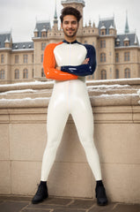 Men Latex Catsuits 'Raglan-Sleeved Color Block Oddity