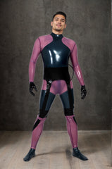 Men Latex Catsuits Chebar Transparent Purple