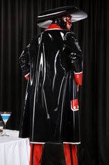 Men Red Latex Jacket Black Captain Hook Pirate Costume