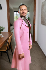 Men Pink Latex Gowns Coat Lightweight Outerwear
