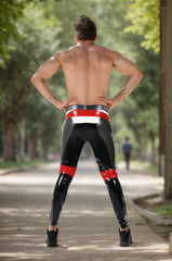 Men Grey Black Latex Pants Motorcycle
