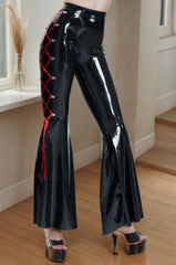 Women Black Flared Latex Pants